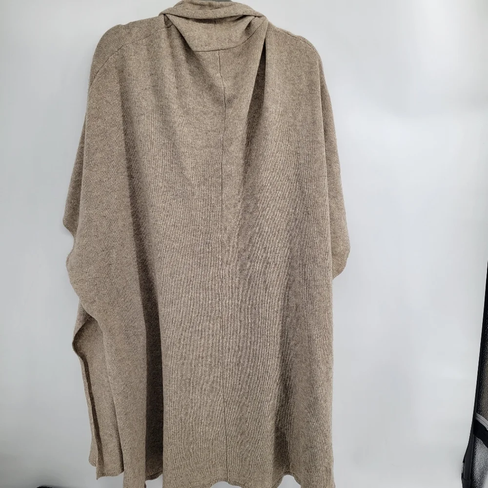 Eileen Fisher Taupe Open-Front Wool Blend Cardigan - Picture 3 of 6